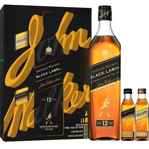 Набор Johnnie Walker Black Label 12YO 0,7 + Gold Label 0.05, Double Black 0.05 photo 1